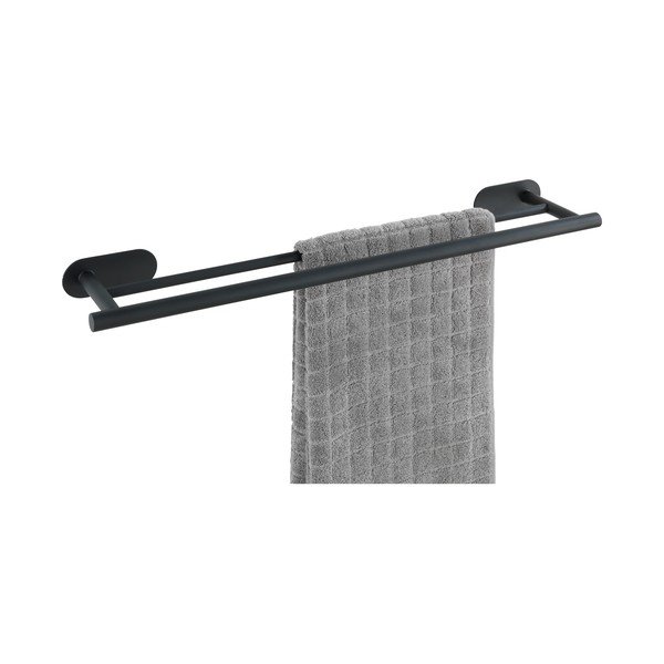 Matēti melns dubults sienas nerūsējošā tērauda dvieļu turētājs Wenko Orea Rail Duo Turbo-Loc®-image-3