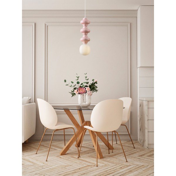 Balta/gaiši rozā keramikas piekaramā lampa ar stikla abažūru ø 18 cm Clio – Nova Luce-image-2