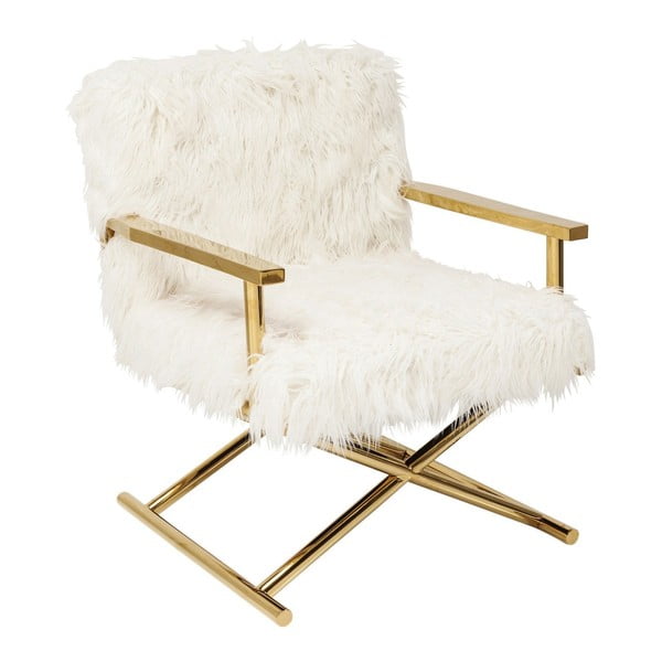 Balts krēsls ar zelta detaļām Kare Design Mr Fluffy