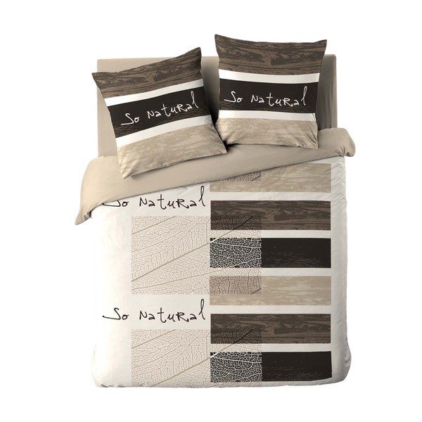 Brūna divguļamā kokvilnas gultas veļa 200x200 cm So Natural – douceur d'intérieur