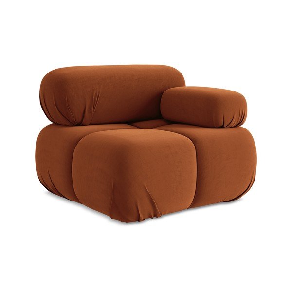 Oranža samta modulārā dīvāna daļa (ar labo stūri) Lokua – Makamii-image-1