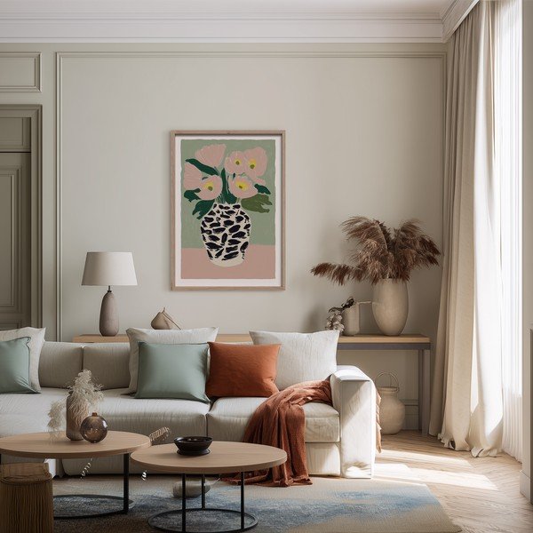 Drukāta glezna ar rāmi 50x70 cm Spotted Vase – Styler-image-1