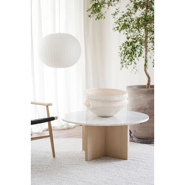 Balts marmora apaļš žurnālgaldiņš 90x90 cm Brooksville – Rowico-image-2