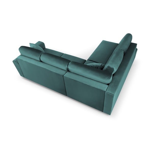 Zaļganzils samta salokāms stūra dīvāns ar uzglabāšanas vietu (ar kreiso stūri/L veida) Kyoto – Cosmopolitan Design-image-4
