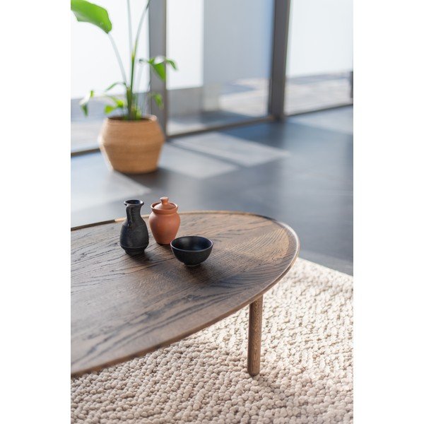 Brūns ozola masīvkoka žurnālgaldiņš 80x150 cm Mu – Gazzda-image-1