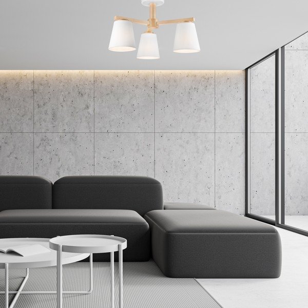 Balta griestu lampa ar auduma abažūru ø 15 cm Ellie – LAMKUR-image-2