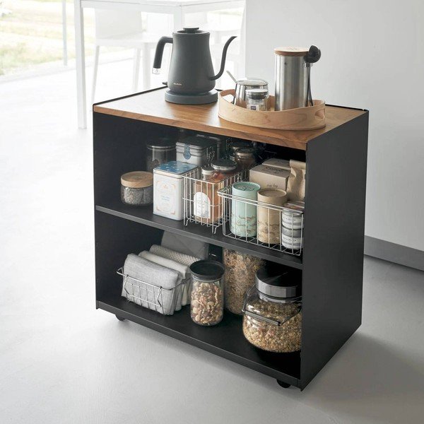 Melns metāla plaukts uz riteņiem 60x59x35 cm Tower – YAMAZAKI-image-1