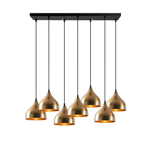 Melna/zelta krāsas piekaramā lampa ar metāla abažūru Tattoo – Opviq lights-image-2