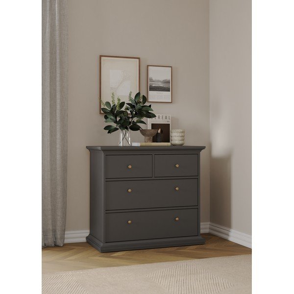 Pelēka zema kumode 96x87 cm Paris – Tvilum-image-1