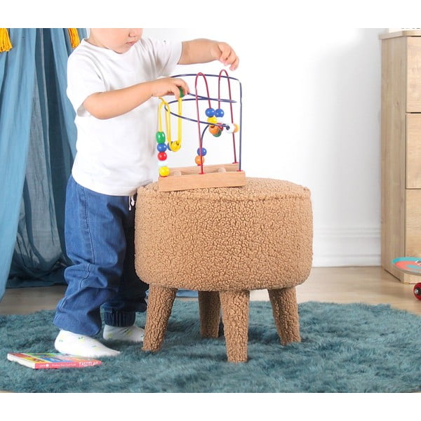 Brūns bērnu pufs no buklē auduma Moouv – Artie-image-4