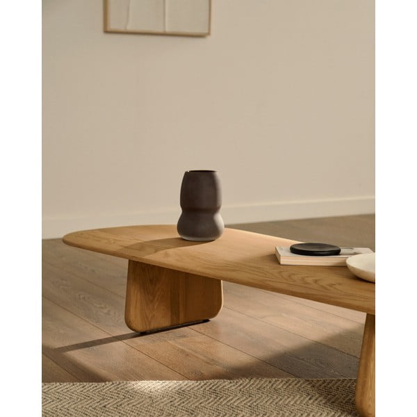 Dabīga toņa ozola masīvkoka žurnālgaldiņš 64x146 cm Pirita – Kave Home-image-1