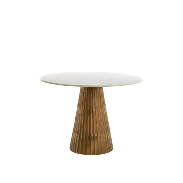 Balts/bronzas krāsas apaļš ēdamgalds ar marmora imitācijas galda virsmu ø 100 cm Leyda – Light & Living-image-4