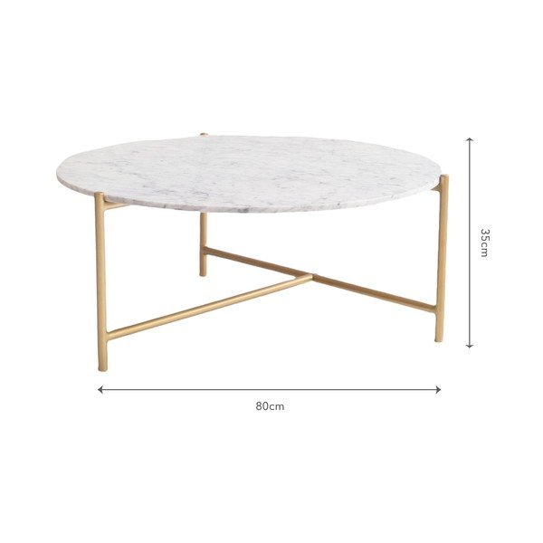 Balts marmora apaļš žurnālgaldiņš ø 80 cm Morgans – Really Nice Things-image-3