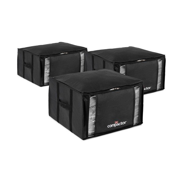 Melnas vakuuma plastmasas uzglabāšanas kastes (3 gab.) 42x40x25 cm Black Edition – Compactor-image-2