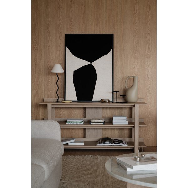 Gaiša dabīga toņa konsoles galds ar ozolkoka imitācijas galda virsmu 43x150 cm Kilian – Rowico-image-3