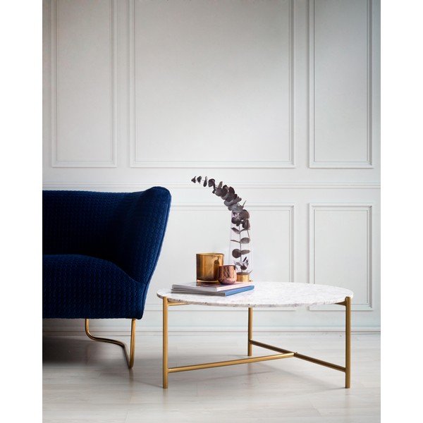 Balts marmora apaļš žurnālgaldiņš ø 80 cm Morgans – Really Nice Things-image-1