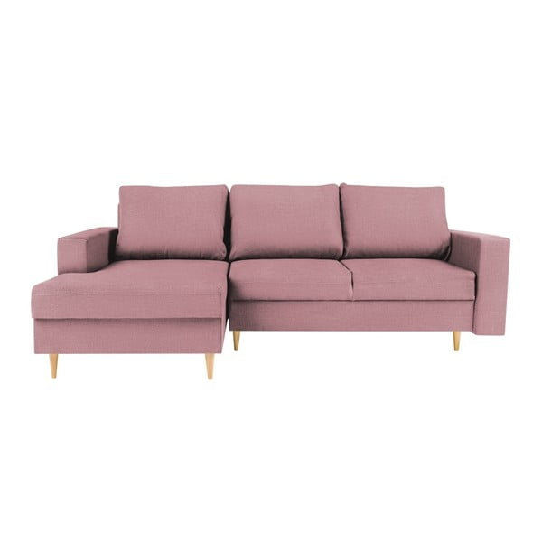 Rozā stūra dīvāns-guļamā gulta ar šezlongu kreisajā pusē Mazzini Sofas Iris