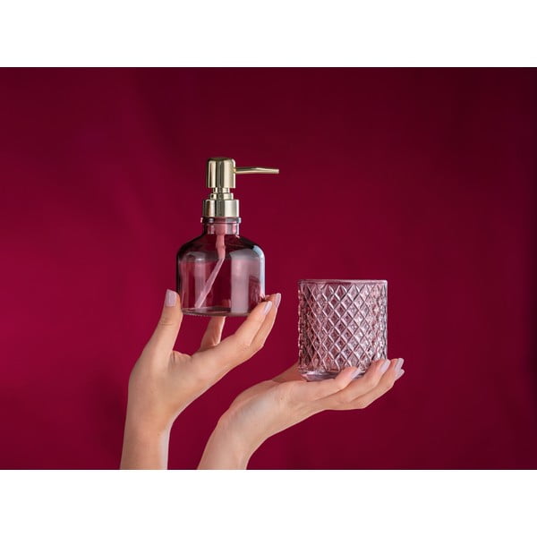 Tumši rozā stikla trauks zobu birstei Atessa – Wenko-image-1