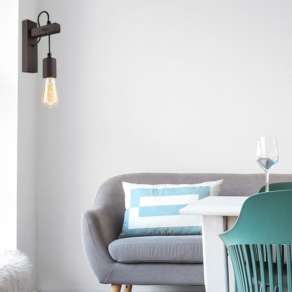 Melna sienas lampa Leon – LAMKUR-image-2