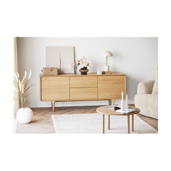 Dabīga toņa ozola masīvkoka apaļš žurnālgaldiņš ø 70 cm Jena – House Nordic-image-3