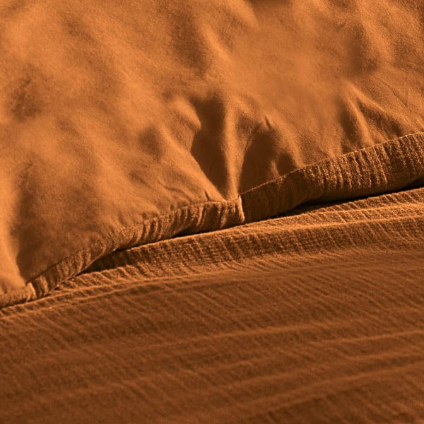 Oranža/brūna divguļamā muslīna gultas veļa 240x220 cm Angelia – douceur d'intérieur-image-1