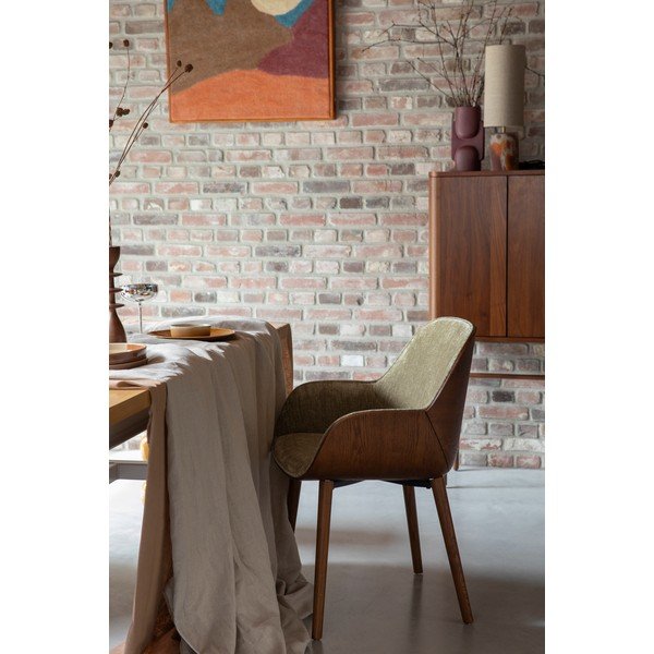 Zaļš polsterēts ēdamistabas krēsls ar roku balstiem Taylor – Dutchbone-image-1