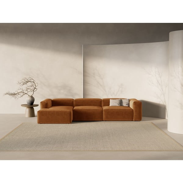 Ķieģeļu sarkans stūra dīvāns (ar kreiso stūri/ar zvilni) Bergamo – Cosmopolitan Design-image-1