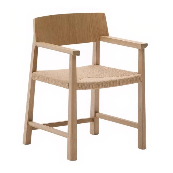 Dabīga toņa ozola masīvkoka ēdamistabas krēsls ar roku balstiem Idun – Kave Home