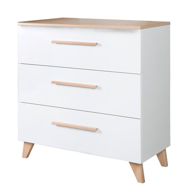 Balta bērnu kumode ar ozolkoka imitāciju un pārtinamo galdiņu 88,5x99x76 cm Léon – Roba-image-4