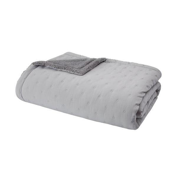 Pelēks stepēts gultas pārklājs no vilnas Sherpa 220x230 cm Cosy Nori – Catherine Lansfield