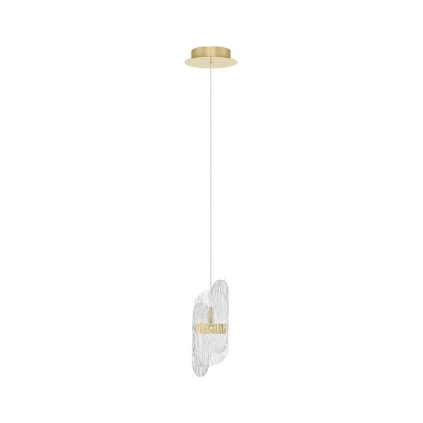 Misiņa krāsas metāla LED piekaramā lampa ar regulējamu spilgtumu ar stikla abažūru ø 14 cm Lucien – Nova Luce