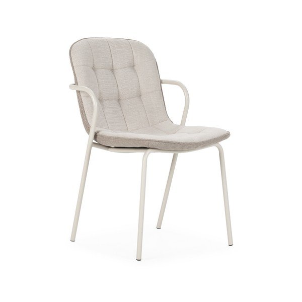 Bēšs polsterēts pusdienu krēsls ar roku balstiem Angie – Marckeric