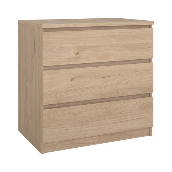 Dabīga toņa kumode ar ozolkoka imitāciju 77x76x50 cm Naia – Tvilum