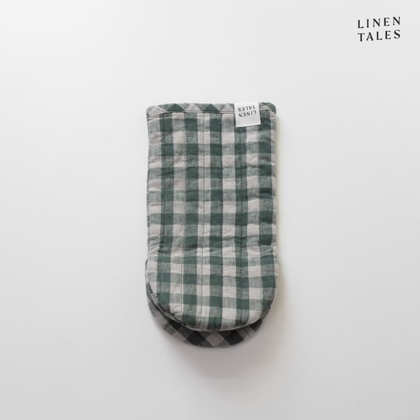 Lina virtuves cimds Forest Green Gingham – Linen Tales