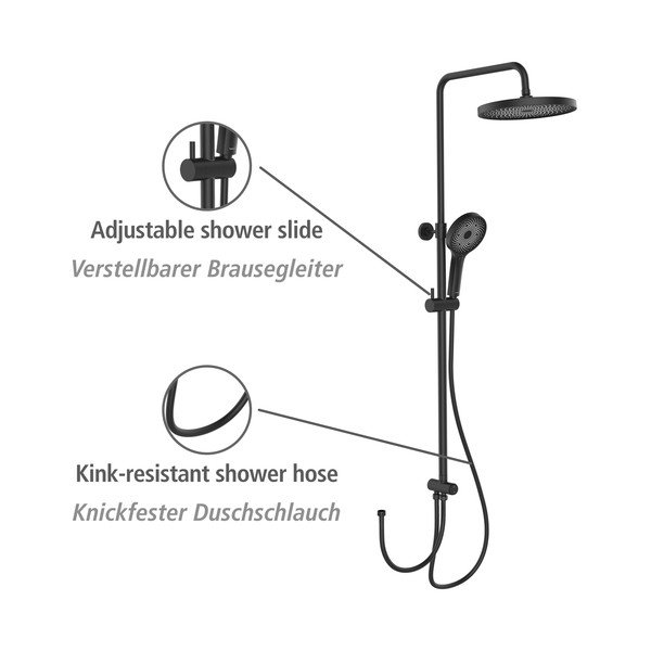 Melns nerūsējošā tērauda dušas komplekts 120cm Soft Water – Wenko-image-4