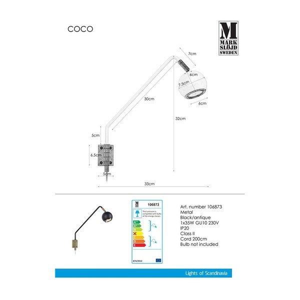 Melna sienas lampa Markslöjd Coco-image-1