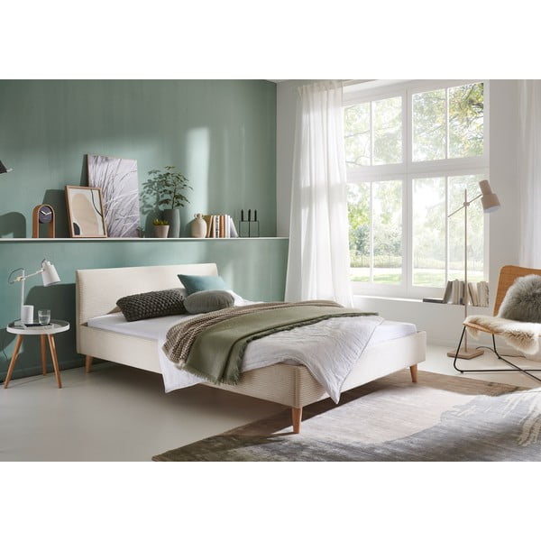 Bēša polsterēta divvietīga gulta bez režģa 140x200 cm Wicki – Meise Möbel-image-1