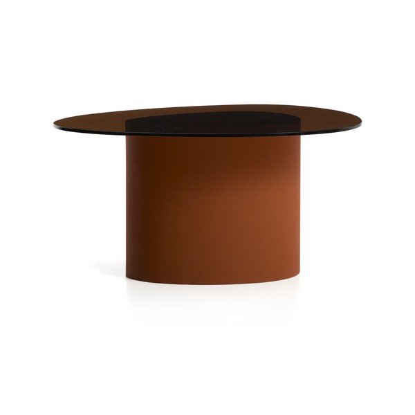 Brūns žurnālgaldiņš ar stikla galda virsmu 74x81,5 cm Olir – Kave Home