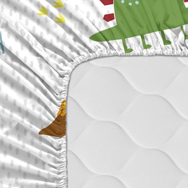 Bērnu kokvilnas palags ar gumiju Moshi Moshi Funnysaurus, 90 x 200 cm-image-2