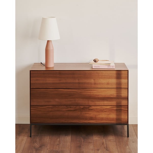 Dabīga toņa zema kumode ar riekstkoka imitāciju 110x75 cm Vedrana – Kave Home-image-1