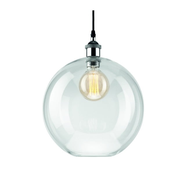 Melna piekaramā lampa ar stikla abažūru ø 30 cm Silvia – LAMKUR-image-1