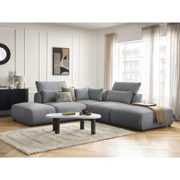 Tumši pelēks regulējams modulārais stūra dīvāns Jana – Bobochic Paris-image-3