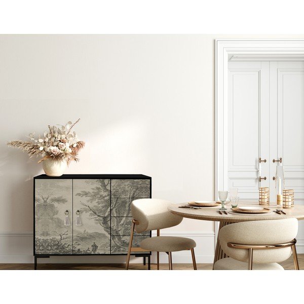 Melna/bēša zema kumode 113x84 cm Wilma – Really Nice Things-image-3