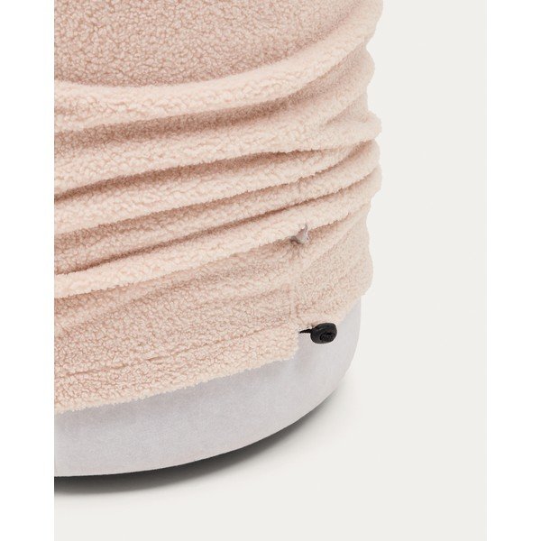 Gaiši rozā pufs no buklē auduma Kaeli – Kave Home-image-2
