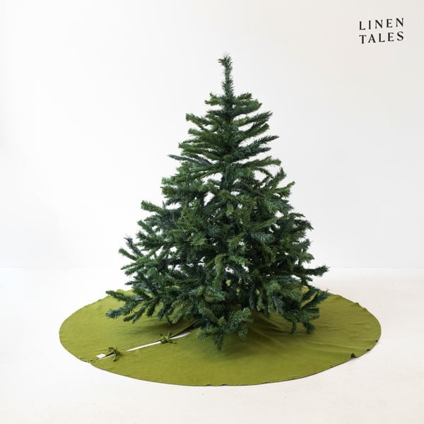 Zaļš apaļš paklājs zem Ziemassvētku eglītes ø 125 cm – Linen Tales