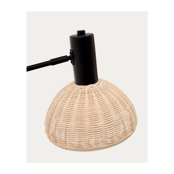 Melna/dabīga toņa stāvlampa ar rotangpalmas abažūru (augstums 157 cm) Damila – Kave Home-image-3