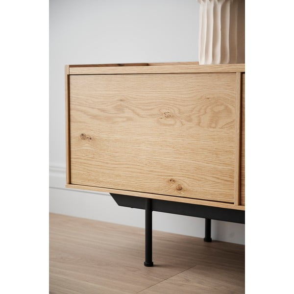 TV galdiņš ar ozolkoka imitāciju dabīgā tonī 160x56 cm Brewerton – Rowico-image-4
