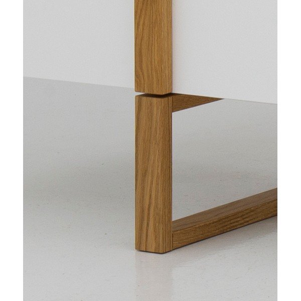 Balts TV galdiņš ar ozolkoka kājām Tenzo Birka-image-1