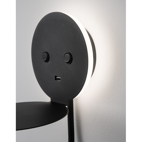Melna alumīnija LED sienas lampa ar saliekamu konstrukciju/ar USB portu Eclip – Nova Luce-image-2