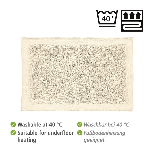 Krēmkrāsas tekstila vannas paklājs 60x90 cm Sidyma – Wenko-image-4